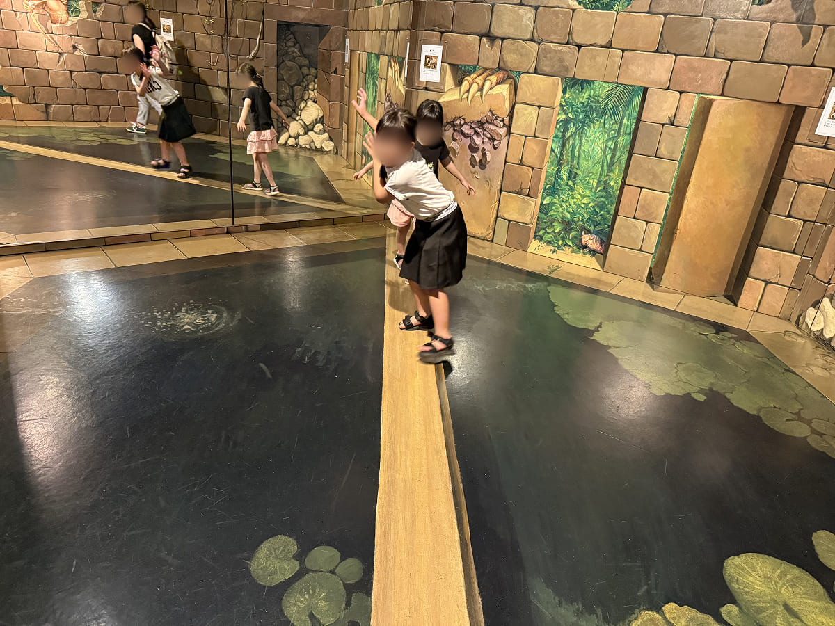 那須とりっくあーとぴあ トリックアート迷宮？館のアドベンチャーゾーンの一本橋